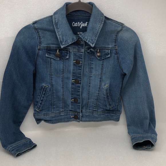 Cat & Jack Girls Denim Jacket Blue Light Wash Size M (7/8) - Picture 1 of 13